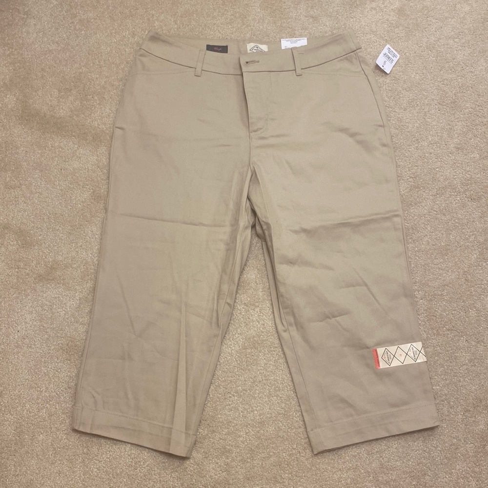 St. John’s Bay slimming khaki capris, new with tags! Size 12, “Secretly Slender”